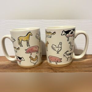 Spectrum Designz Set of 2 Coffee Mugs Farm Animals 18oz. Stoneware NEW